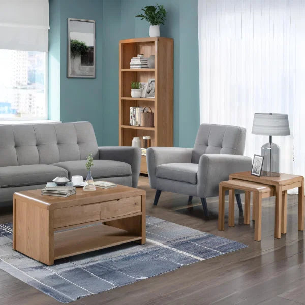 Curve Oak Tall Bookcase – Distinctive Curved Top – 5 Shelves – Elegant Design