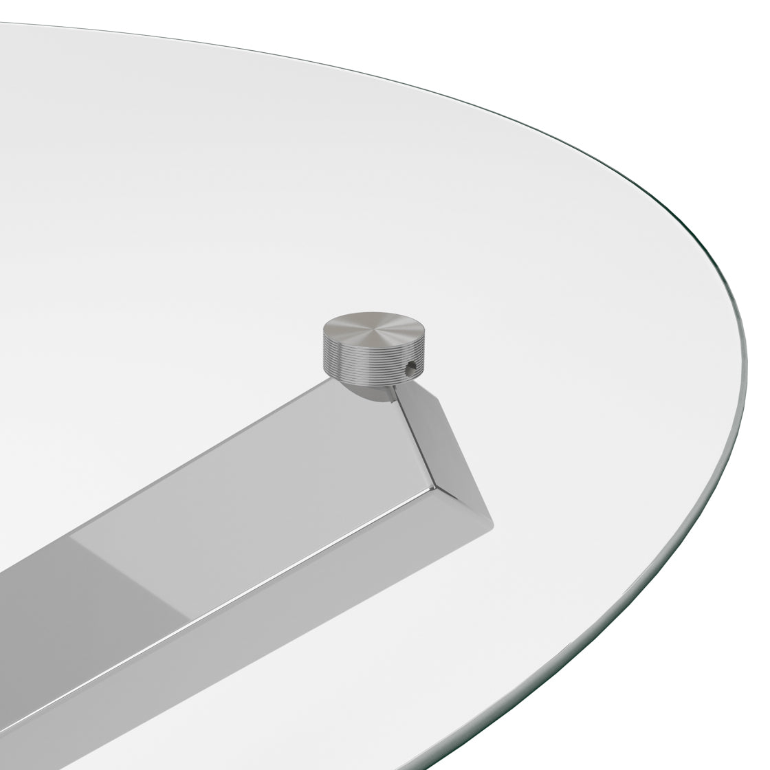 LPD Furniture Capri clear glass dining table with polished silver legs in a modern dining setting