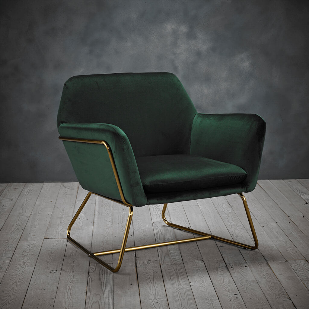 Charles Velvet Armchair – Plush Velvet with Brushed Gold Frame | LPD Furniture