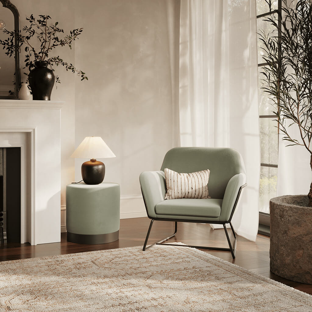 Charles Velvet Armchair – Plush Velvet with Brushed Gold Frame | LPD Furniture