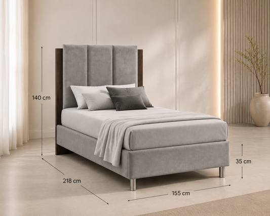 Small Twin Velvet Bed – Italian Design, Space Saving