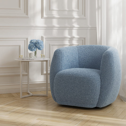 LPD Furniture Clay bluebell sherpa tub chair in a cozy living room setting