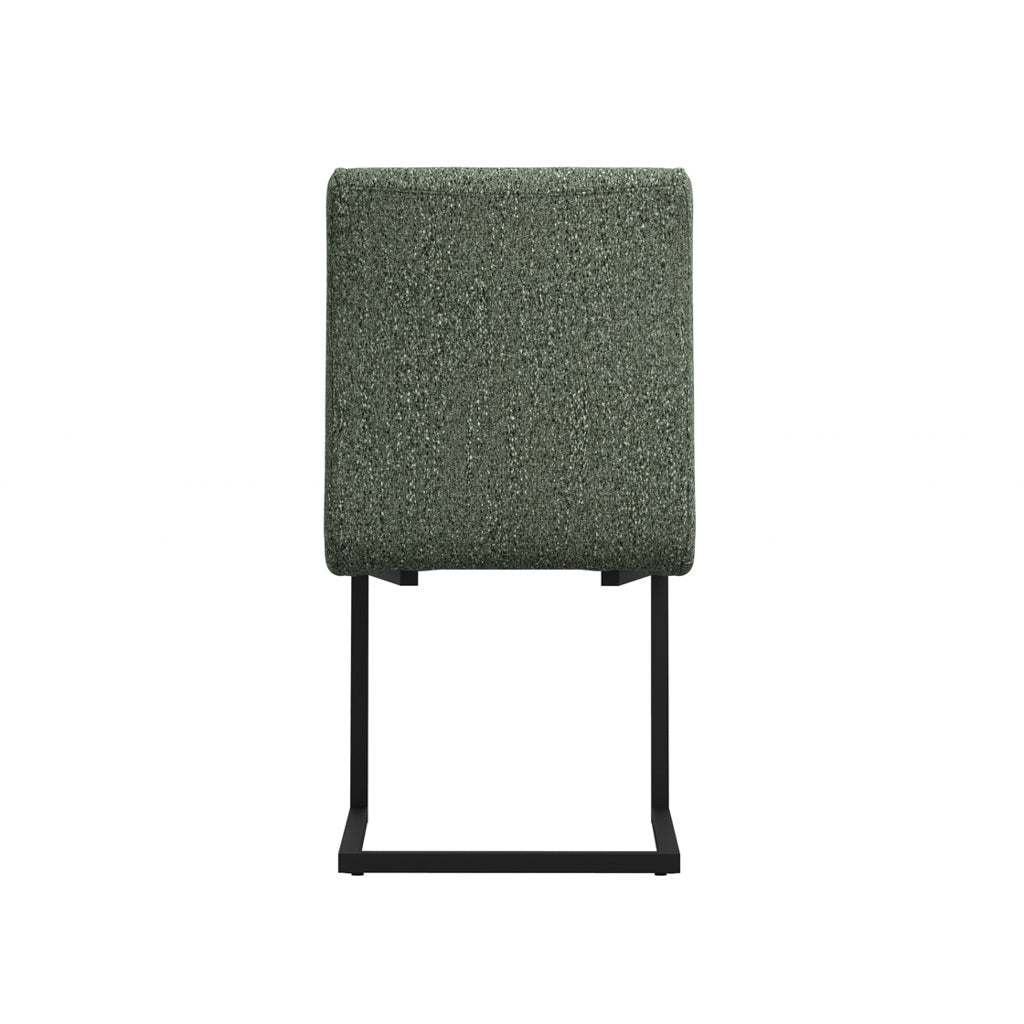 LPD Furniture Cleaver smoked pearl tweed dining chair with matte black cantilever legs in a modern dining setting