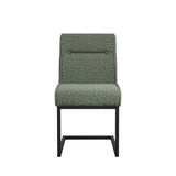 LPD Furniture Cleaver desert sage tweed dining chair with matte black cantilever legs in a modern dining setting