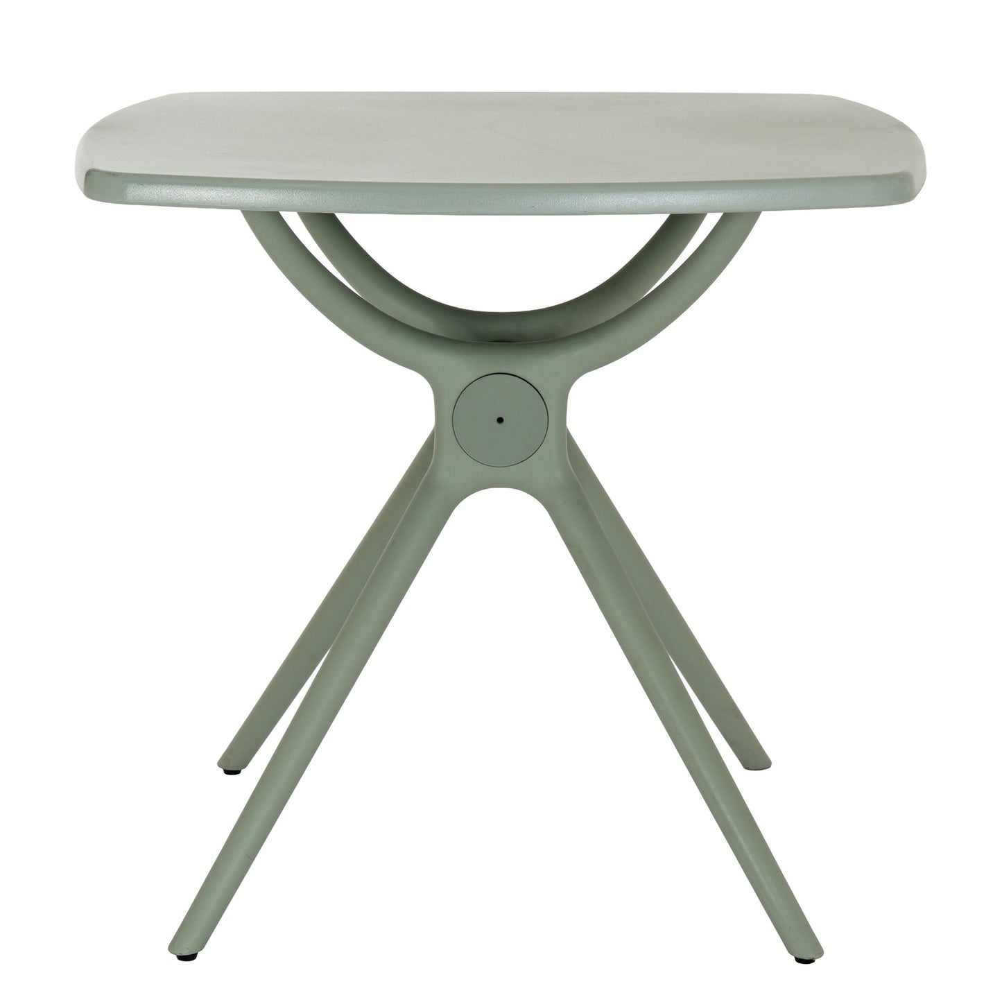 Close-up of Hill Interiors Alto French grey table showcasing the plastic texture and finish