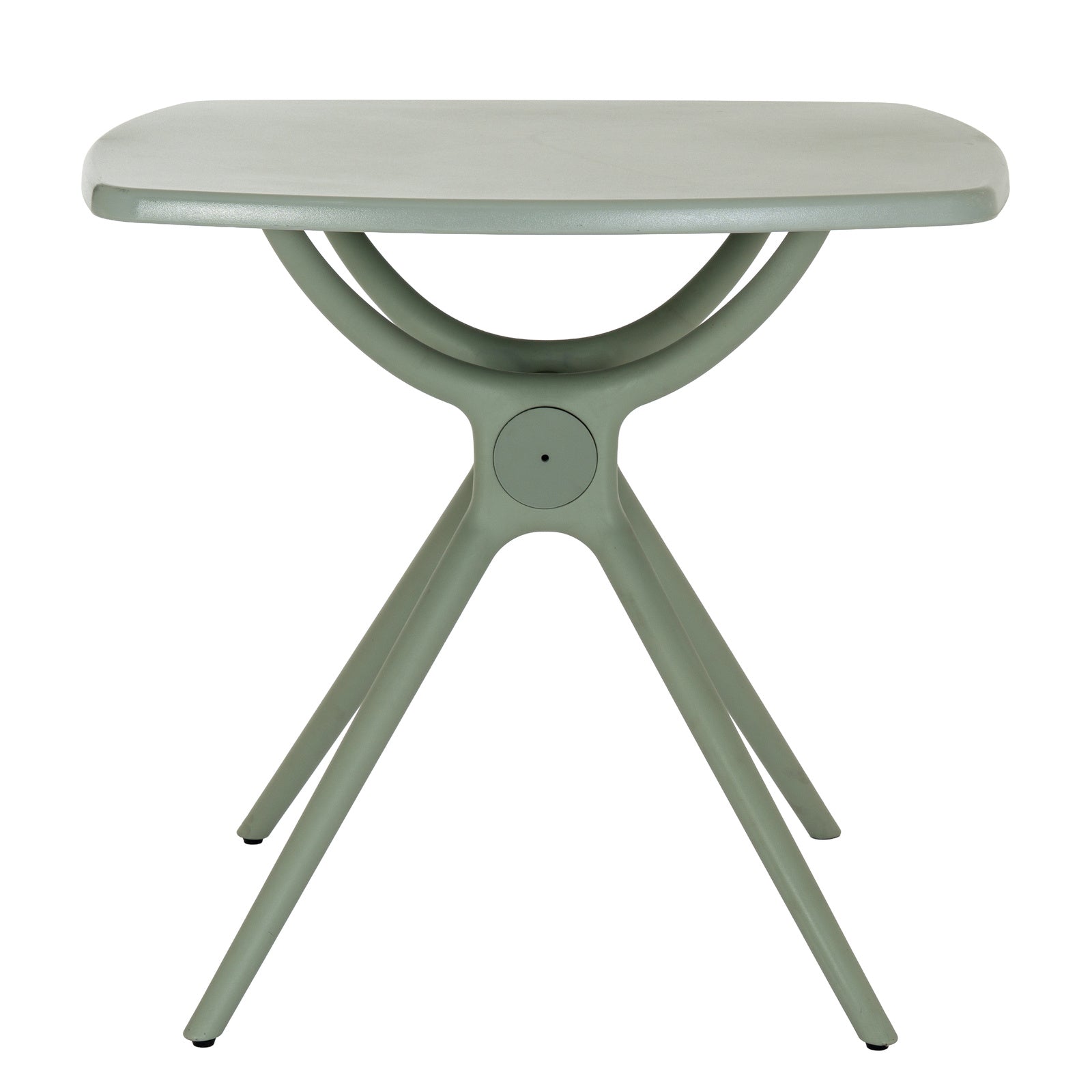 Close-up of Hill Interiors Alto French grey table showcasing the plastic texture and finish