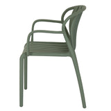 	Close-up of Hill Interiors Axis French grey carver chair showcasing the plastic texture and finish