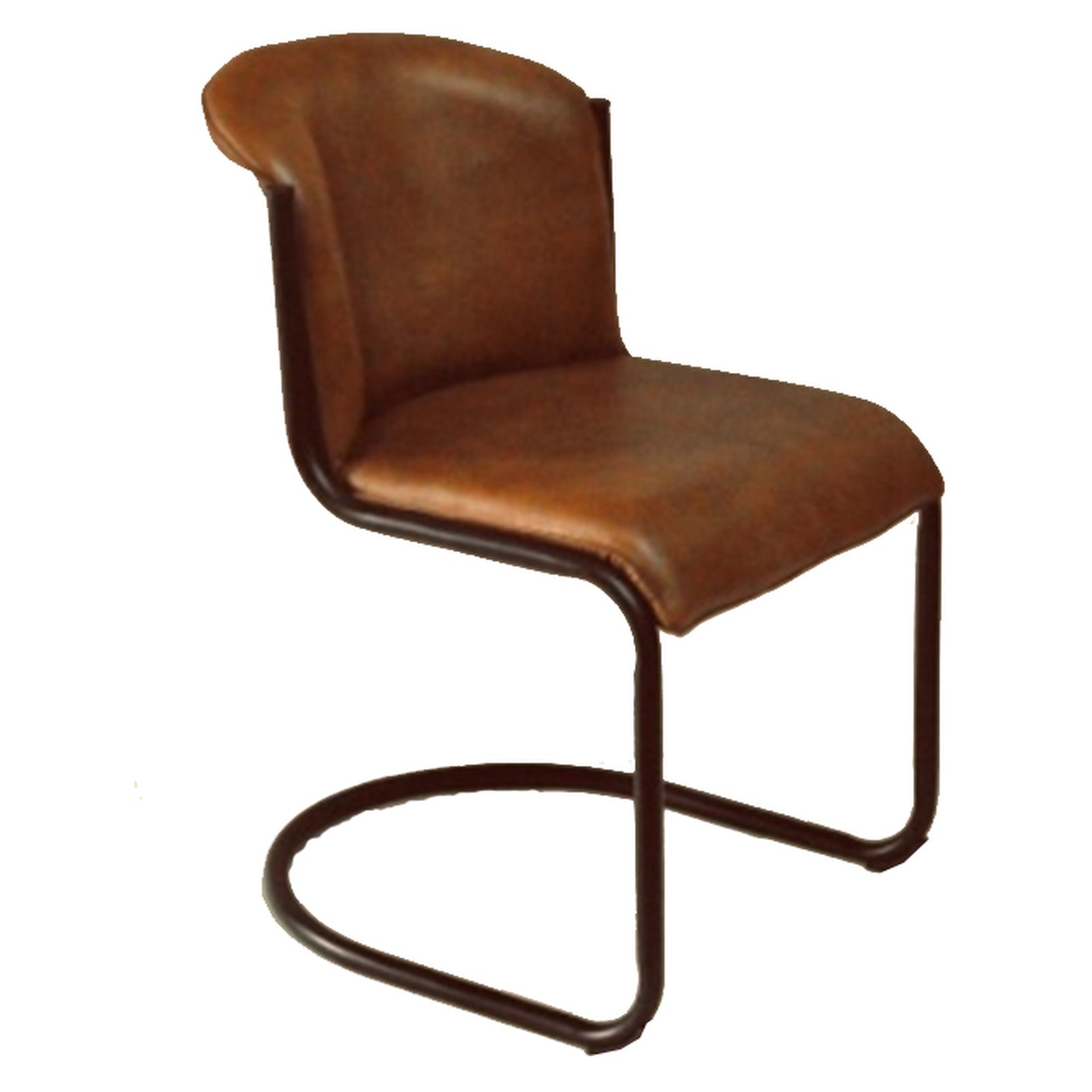Close-up of Hill Interiors Billy curved leather dining chair showcasing the premium full-grain leather texture