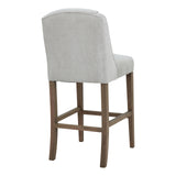 Close-up of Hill Interiors Compton grey barstool showcasing the woven fabric texture and piped detailing