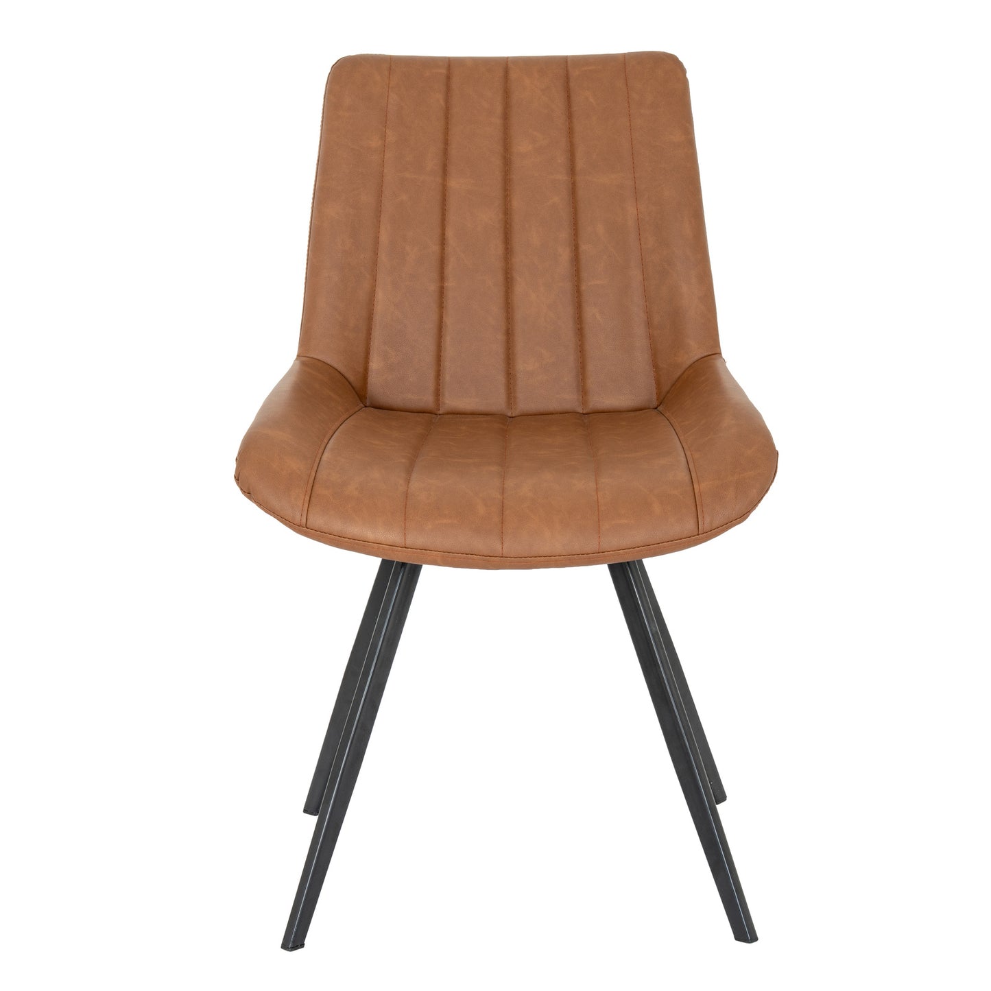 Close-up of Hill Interiors Malmo tan swivel dining chair upholstery texture and stitching details