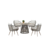 	Furnish365 Cove 4 seater outdoor dining set with polyrattan wicker and artificial wood table in a modern garden setting