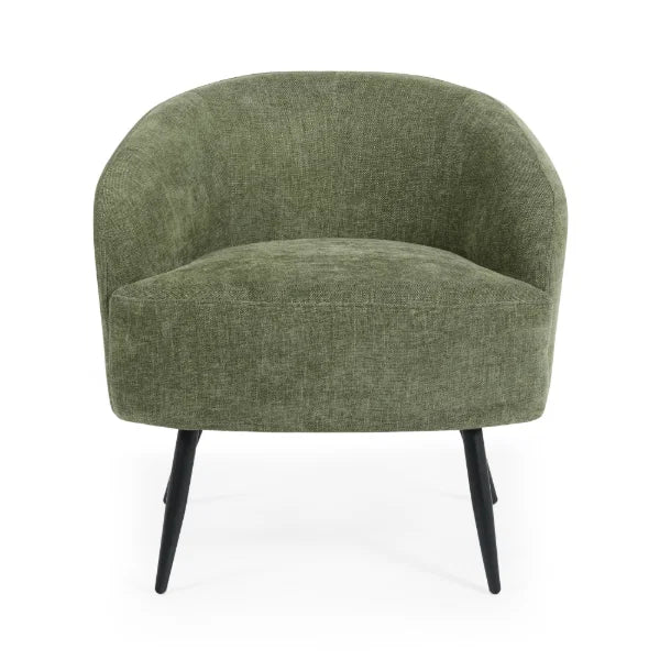 Dahlia Accent Chair – Olive Green – Curved Backrest with Sleek Metal Legs (Pre-order – June)