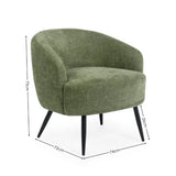 Dahlia olive green accent chair with curved backrest in a modern living room setting