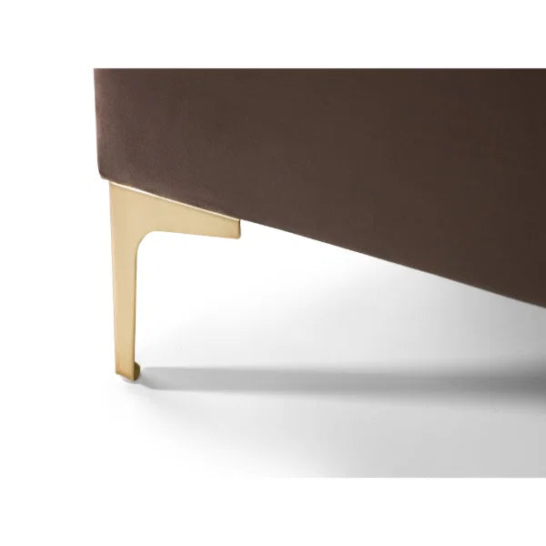 Deco Velvet Bed – Truffle Velvet – Scalloped Headboard with Brushed Gold Metal Feet
