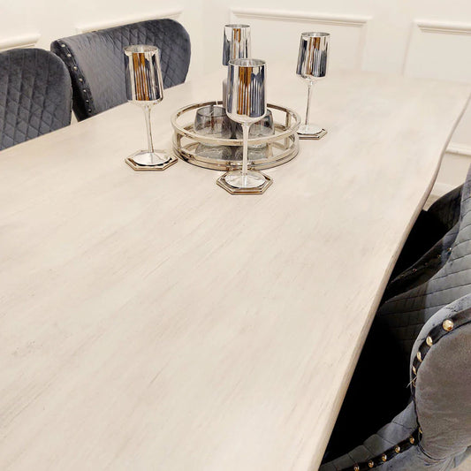 dining table, solid pine table, chrome leg table, wood dining table, 1.8m dining table, 6 seater table, contemporary dining table, industrial dining table, Furnish365, Freya table, rustic dining table