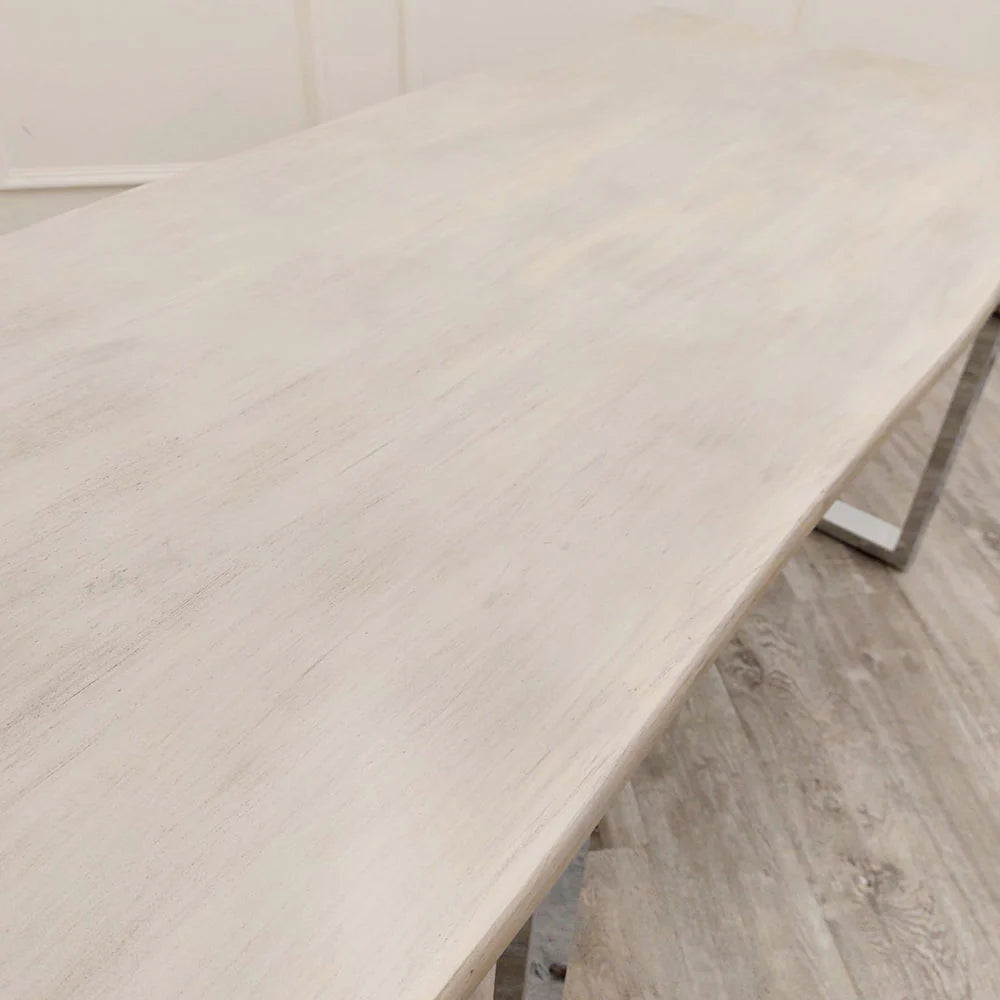 dining table, solid pine table, chrome leg table, wood dining table, 1.8m dining table, 6 seater table, contemporary dining table, industrial dining table, Furnish365, Freya table, rustic dining table