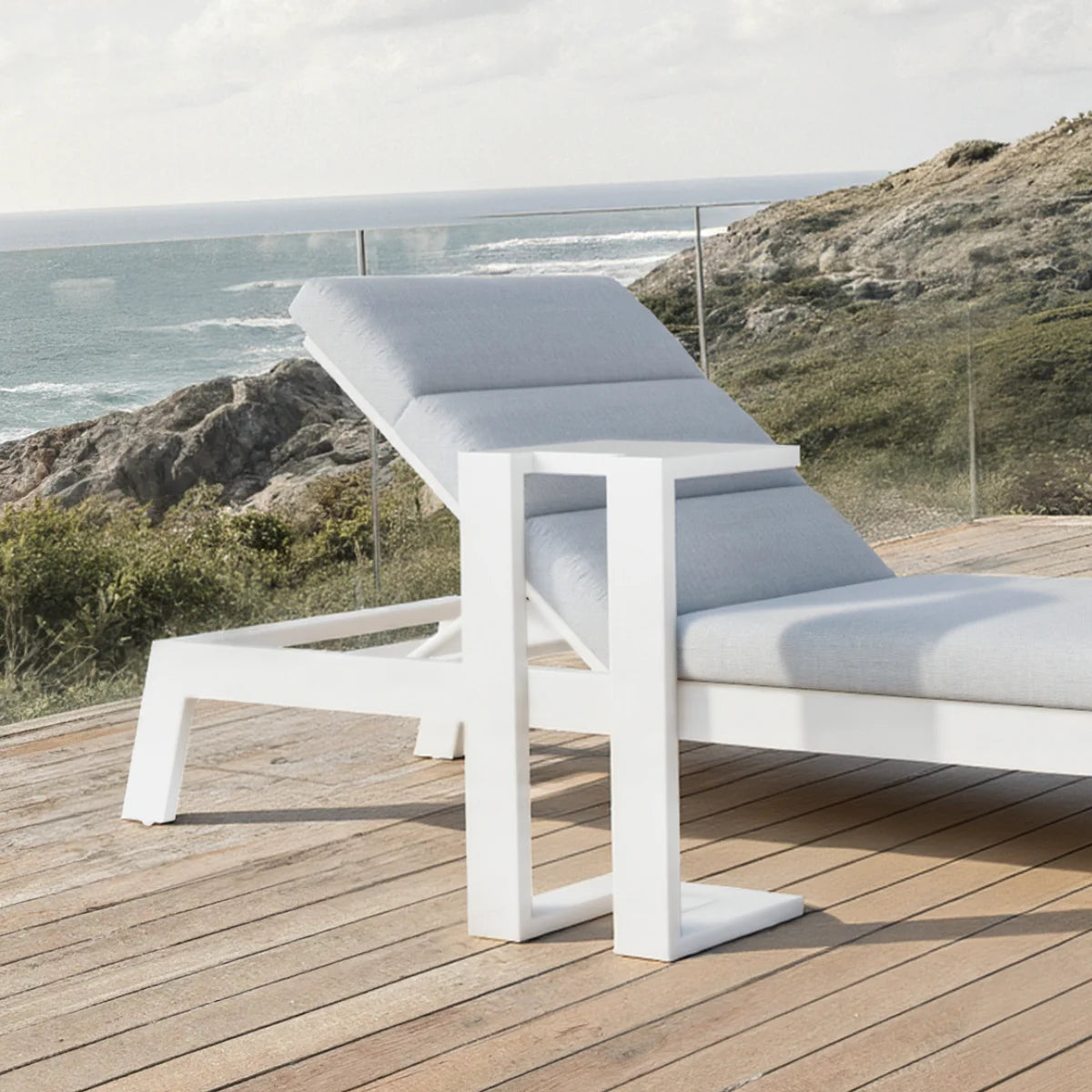 Furnish365 Dasia reclining sun lounger with adjustable positions in a modern garden setting