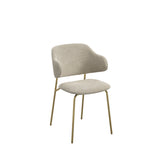 	LPD Furniture Dorchester wheat weave dining chair with brushed gold legs in a modern dining setting