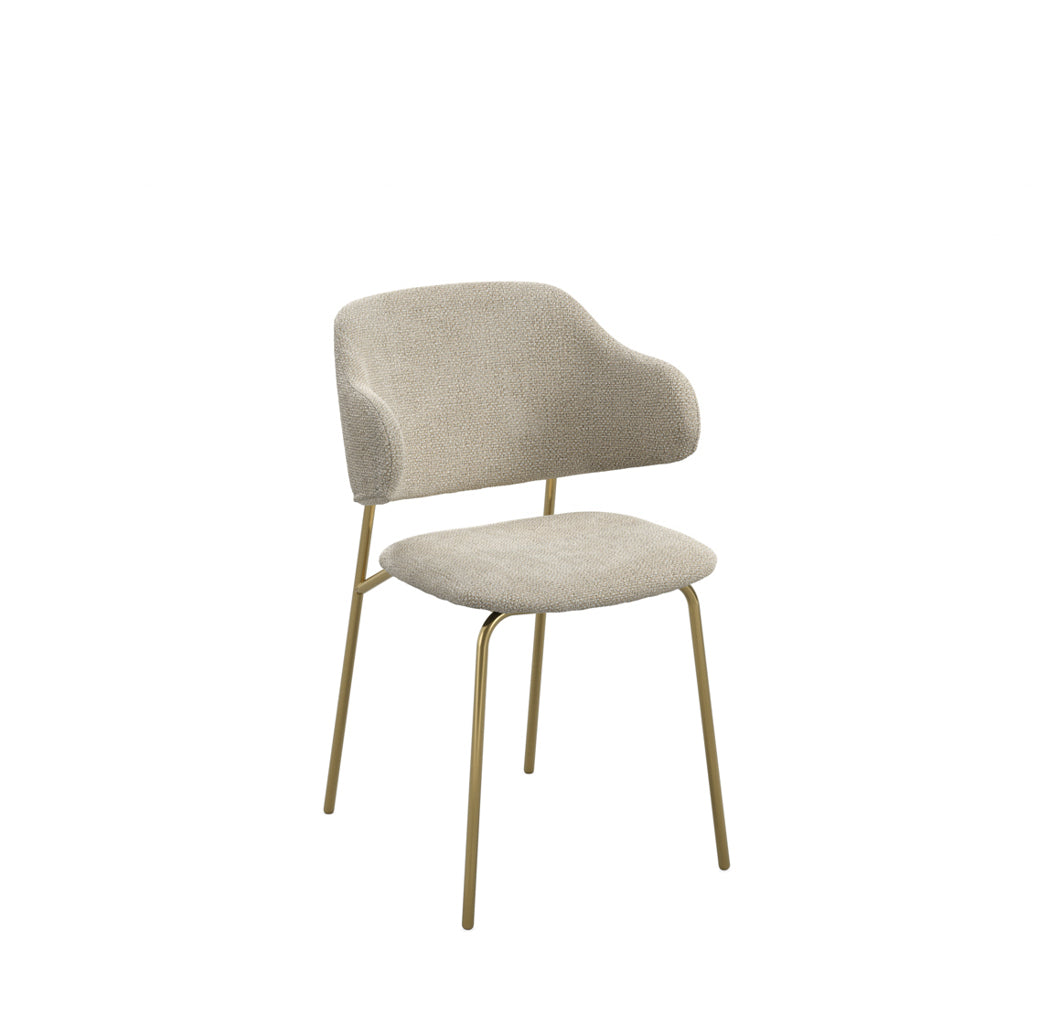 	LPD Furniture Dorchester wheat weave dining chair with brushed gold legs in a modern dining setting