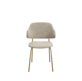 	LPD Furniture Dorchester wheat weave dining chair with brushed gold legs in a modern dining setting