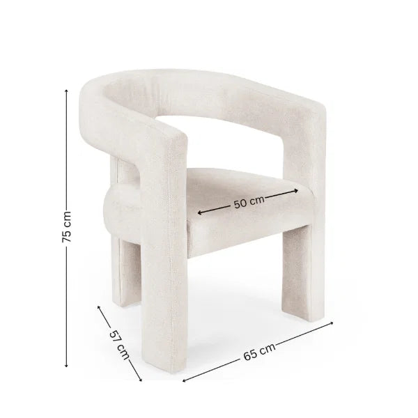 Elara cream chenille chair in a modern dining or living room setting