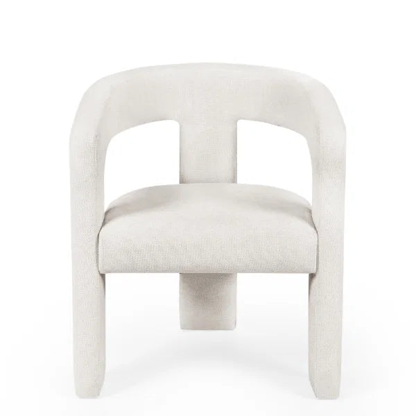 Elara cream chenille chair in a modern dining or living room setting