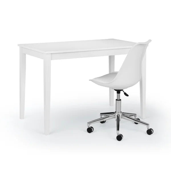 Erika Office Chair – White & Chrome – Adjustable Height Swivel Desk Chair