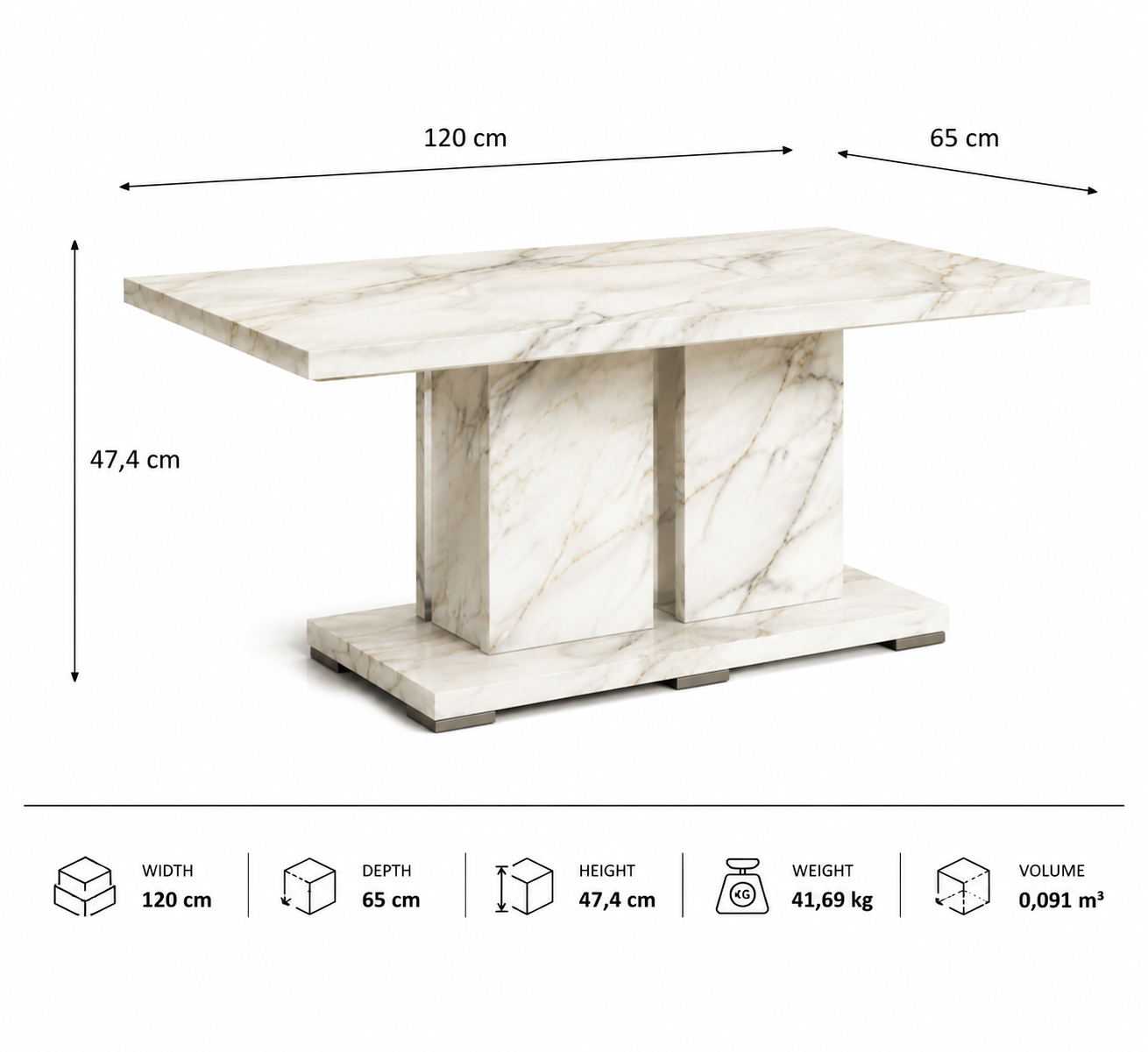 Elegant compact coffee table – Italian design, modern and space‑saving for contemporary living rooms