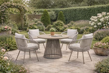 	Furnish365 Cove 4 seater outdoor dining set with polyrattan wicker and artificial wood table in a modern garden setting