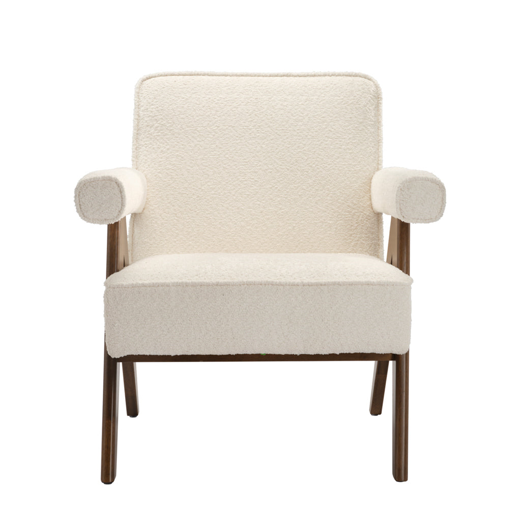 LPD Furniture Ember leaf herringbone chenille accent chair with walnut legs in a modern living room setting