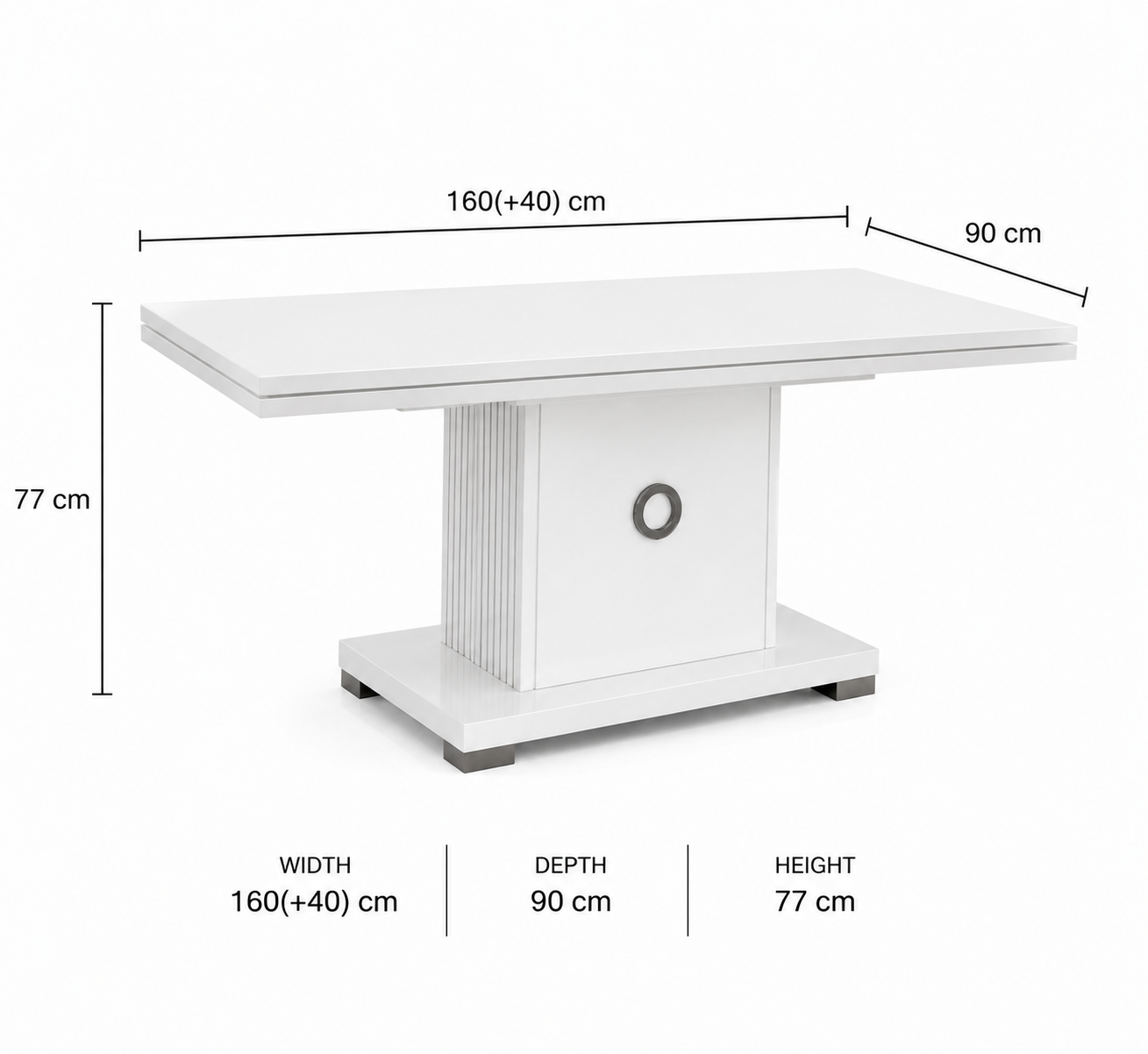 Extending wood dining table – Italian design with smooth extension mechanism