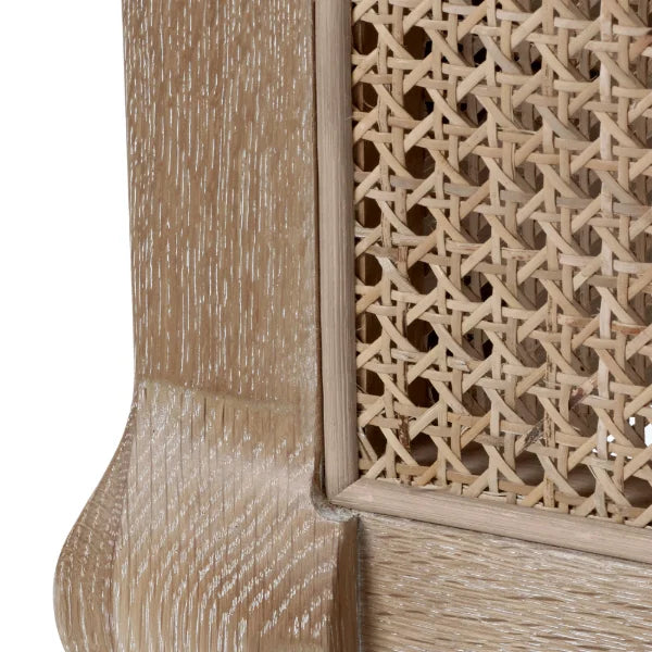 Fleur Rattan Bed – Light Oak – Natural Rattan Bed with Cabriole Legs