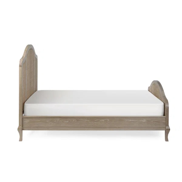 Fleur Rattan Bed – Light Oak – Natural Rattan Bed with Cabriole Legs