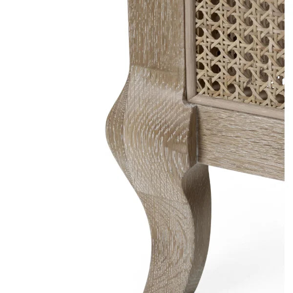 Fleur Rattan Bed – Light Oak – Natural Rattan Bed with Cabriole Legs