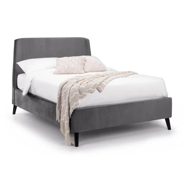 Frida Curved Velvet Bed – Grey – Elegant Curved Headboard