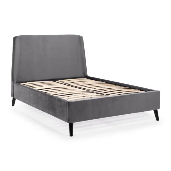 Frida Curved Velvet Bed – Grey – Elegant Curved Headboard