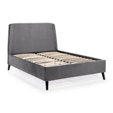 Frida Curved Velvet Bed – Grey – Elegant Curved Headboard | Julian Bowen
