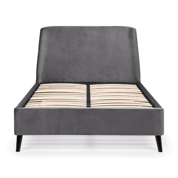 Frida Curved Velvet Bed – Grey – Elegant Curved Headboard
