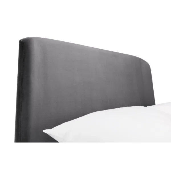 Frida Curved Velvet Bed – Grey – Elegant Curved Headboard