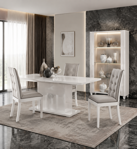 Fabric dining chair with cushioned seat and supportive backrest – Italian design, set of 2