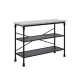 LPD Furniture Fairmont marble effect console table with black base in a modern hallway setting