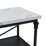 LPD Furniture Fairmont marble effect console table with black base in a modern hallway setting