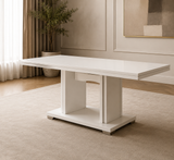 Fixed rectangular wood dining table – solid Italian design, seats 6 for family meals