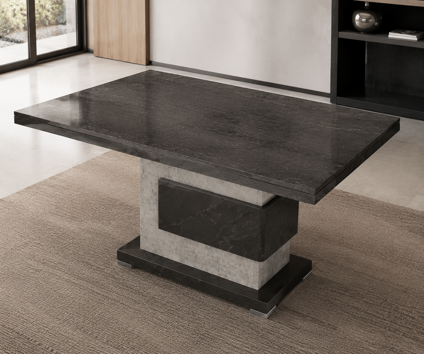 Fixed rectangular wood table – Italian design, spacious and sturdy for family dining