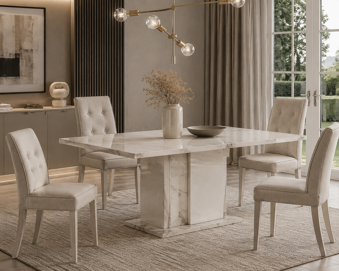 Fixed rectangular wood table – Italian design, solid and spacious for family dining