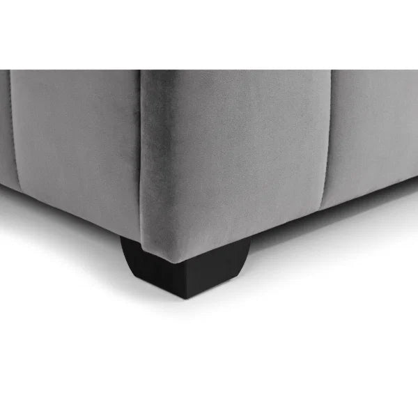 Gatsby Bed – Light Grey – Elegant Winged Velvet Bed with Buttoned Headboard