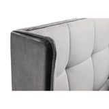 Gatsby Bed – Light Grey – Elegant Winged Velvet Bed with Buttoned Headboard | Julian Bowen