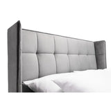 Gatsby Bed – Light Grey – Elegant Winged Velvet Bed with Buttoned Headboard | Julian Bowen