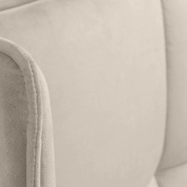 Gatsby cream velvet ottoman bed with tall winged headboard in a modern bedroom setting