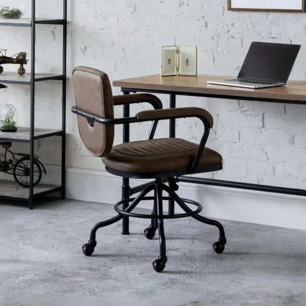 Gehry Upholstered Office Chair – Grey Fabric – Padded Armrests, Adjustable Height